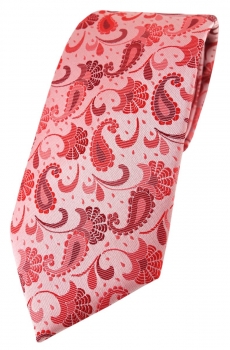 TigerTie Designer Krawatte in rose weinrot silberrosa Paisley gemustert