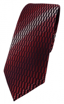 schmale TigerTie Designer Krawatte in rot weinrot schwarz silber grau gemustert