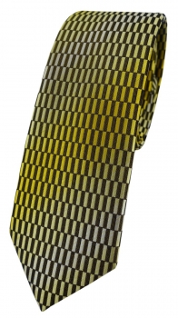 schmale TigerTie Designer Krawatte in gelb gold schwarz silber gemustert