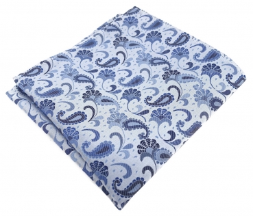 TigerTie Designer Einstecktuch in blau silberblau silber Paisley gemustert