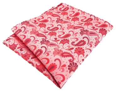 TigerTie Designer Einstecktuch in rose weinrot silberrosa Paisley gemustert