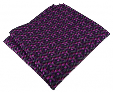 TigerTie Designer Seideneinstecktuch in lila violett anthrazit schwarz gemustert