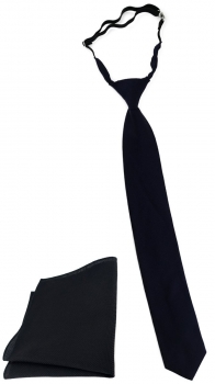 TigerTie Security Sicherheits Krawatte Pique + Einstecktuch schwarz einfarbig