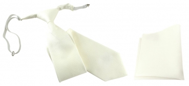 TigerTie Security Sicherheits Krawatte Pique + Einstecktuch in creme gemustert