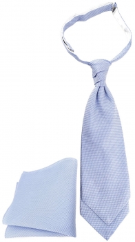 TigerTie Plastron Pique 2tlg Krawatte + Einstecktuch in hellblau-weiss gemustert