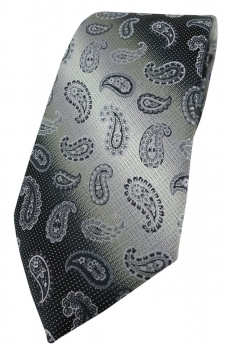 TigerTie Designer Krawatte in grau anthrazit grausilber Paisley gemustert