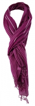 TigerTie Schal in magenta silbergrau gestreift - Gr. 180 x 60 cm