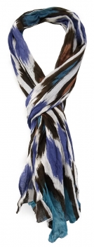 TigerTie - gecrashter Schal in blau dunkelbraun grau türkis braun gemustert