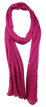 TigerTie Schal in pink magenta einfarbig mit Nieten gemustert
