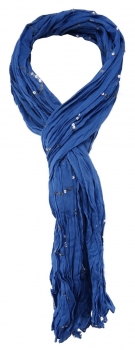 TigerTie - gecrashter Schal blau unicolor mit silbernen Pailletten