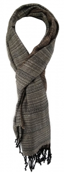 TigerTie Schal in silber anthrazit grau schwarz gestreift - Größe 180 x 50 cm