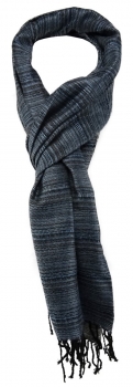 TigerTie Schal türkisblau silber anthrazit grau schwarz gestreift - 180 x 50 cm