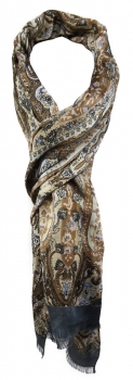 TigerTie Schal in braun anthrazit beige grau blau Paisley gemustert