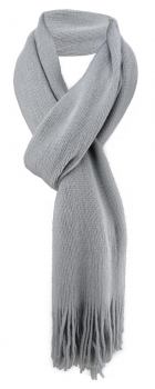 schöner Schal in grau Uni mit Fransen - Winterschal Größe 30 x 180 cm