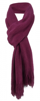 schöner Schal in pflaume Uni mit Fransen - Winterschal Größe 30 x 180 cm