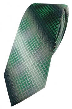 schmale TigerTie Designer Krawatte grün dunkelgrün silber grau schwarz kariert