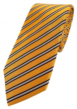 TigerTie - hochwertige Seidenkrawatte in gold gelb schwarz silber gestreift