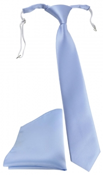 TigerTie Security Sicherheits Krawatte + Einstecktuch in hellblau einfarbig Uni