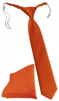 TigerTie Security Sicherheits Krawatte + Einstecktuch in orange einfarbig Uni
