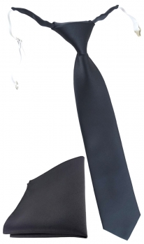 TigerTie Security Sicherheits Krawatte + Einstecktuch in anthrazit einfarbig Uni
