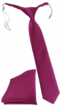 TigerTie Security Sicherheits Krawatte + Einstecktuch in magenta einfarbig Uni