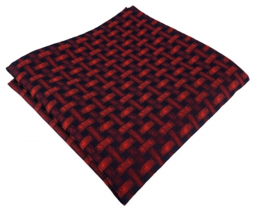 TigerTie Designer Einstecktuch in rot weinrot schwarz - Motiv Flechtmuster