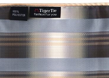 TigerTie Designer Einstecktuch in lachs orange silber anthrazit grau gestreift