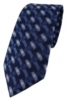 TigerTie Designer Krawatte in blau marine dunkelblau - Motiv Flechtmuster