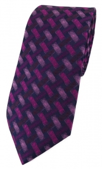 TigerTie Designer Krawatte in bordeauxviolett rosa schwarz - Motiv Flechtmuster