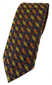 TigerTie Designer Krawatte in orange gelb braun schwarz - Motiv Flechtmuster
