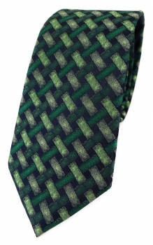 TigerTie Designer Krawatte in grün grasgrün schwarz schwarz - Motiv Flechtmuster