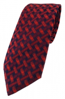 TigerTie Designer Krawatte in rot weinrot schwarz - Motiv Flechtmuster