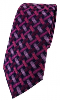 TigerTie Designer Krawatte in rose rosa weinrot schwarz - Motiv Flechtmuster
