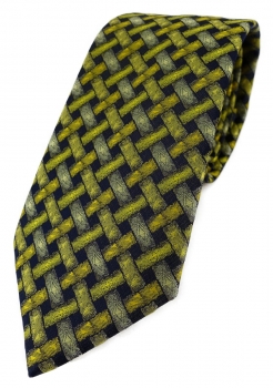 TigerTie Designer Krawatte in gelb schwarz - Motiv Flechtmuster