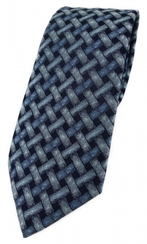 TigerTie Designer Krawatte in mint blau schwarz - Motiv Flechtmuster