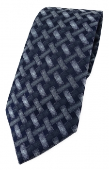 TigerTie Designer Krawatte in grau anthrazit schwarz - Motiv Flechtmuster