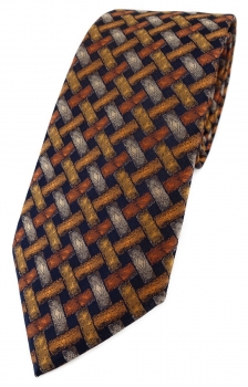 TigerTie Designer Krawatte in orange silber schwarz - Motiv Flechtmuster