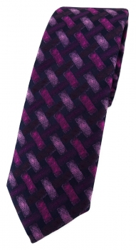 schmale TigerTie Krawatte in bordeauxviolett rosa schwarz - Motiv Flechtmuster