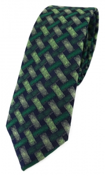 schmale TigerTie Krawatte in grün tannengrün schwarz - Motiv Flechtmuster