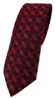 schmale TigerTie Designer Krawatte in rot weinrot schwarz - Motiv Flechtmuster