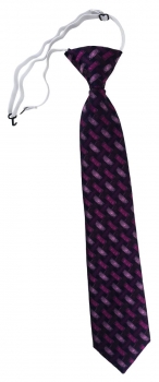 TigerTie Kinderkrawatte violett rosa schwarz - Motiv Flechtmuster - mit Gummizug