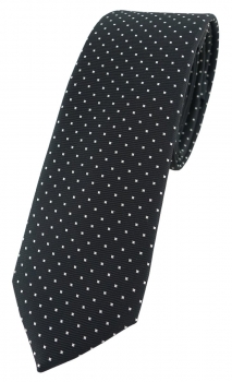 schmale TigerTie Designer Krawatte in schwarz silber gepunktet