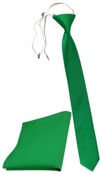 XXL TigerTie Sicherheits Krawatte + Einstecktuch in grün leuchtgrün Uni Rips