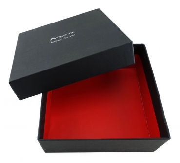 TigerTie - Geschenkbox - Aufbewahrungsbox in schwarz, innen rot
