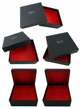 TigerTie - 5 Stk. Geschenkbox - Aufbewahrungsbox in schwarz, innen rot