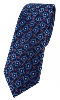 schmale TigerTie Designer Krawatte marine blau silber rot schwarz gemustert