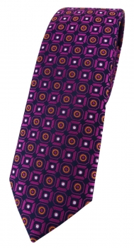 schmale TigerTie Designer Krawatte in magenta orange silber schwarz gemustert