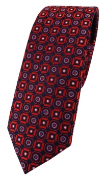 schmale TigerTie Designer Krawatte in rot blau silber schwarz gemustert