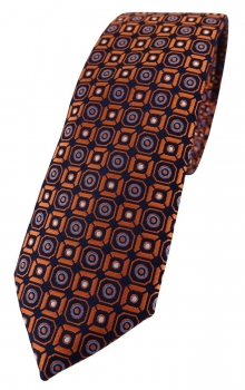 schmale TigerTie Designer Krawatte in orange blau  silber schwarz gemustert