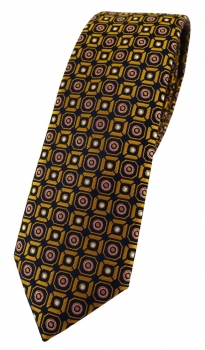 schmale TigerTie Designer Krawatte in gold rosa silber schwarz gemustert